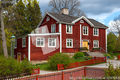 Image of typical swedish  wooden house, stockholm