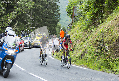 Image of Two Cyclists on Col du Tourmalet - Tour de France 2014