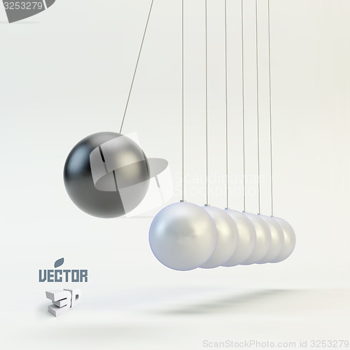 Image of Newtons Cradle Vector Illustration. Business 3D Concept.