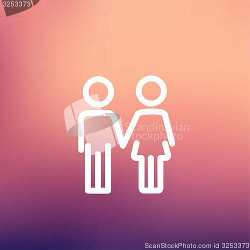 Image of Little siblings thin line icon