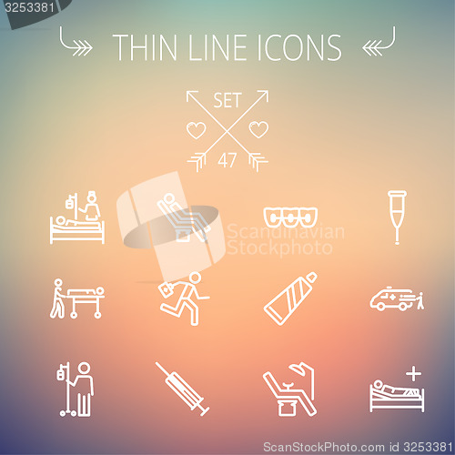 Image of Medicine thin line icon set