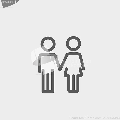 Image of Little siblings thin line icon