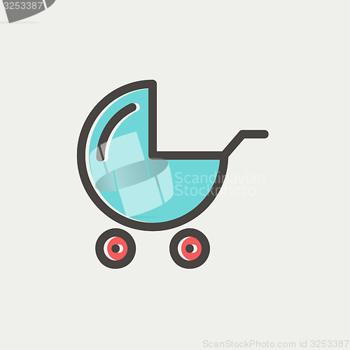 Image of Baby stroller thin line icon