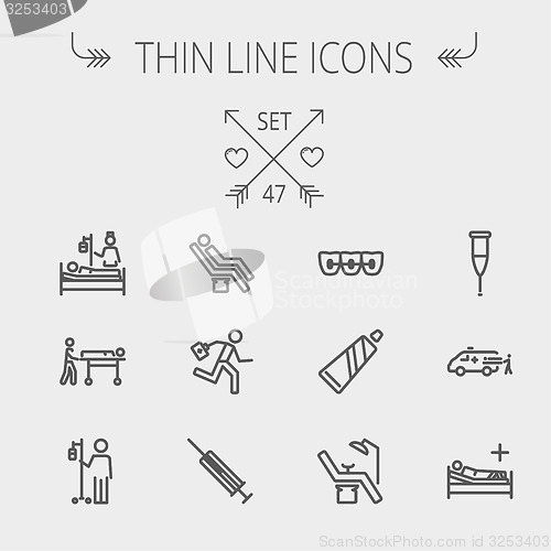 Image of Medicine thin line icon set