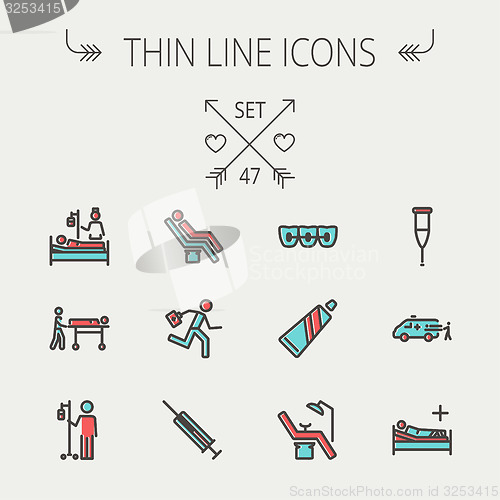 Image of Medicine thin line icon set