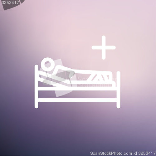 Image of Patient is lying on medical bed thin line icon