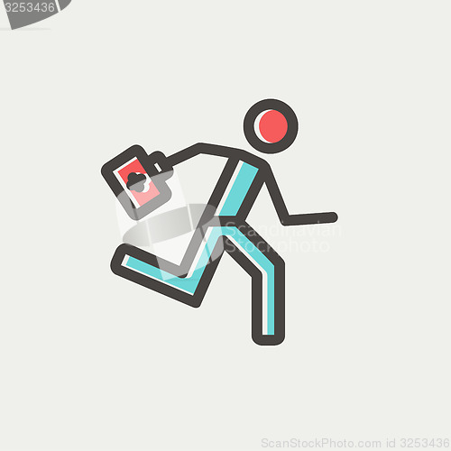 Image of Paramedic running with first aid kit thin line icon