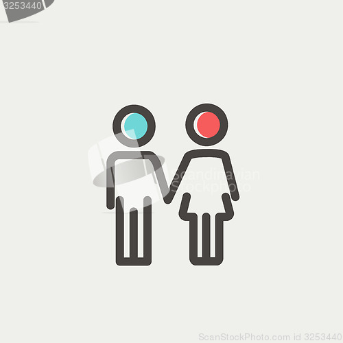 Image of Little siblings thin line icon