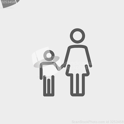 Image of Mother and child thin line icon