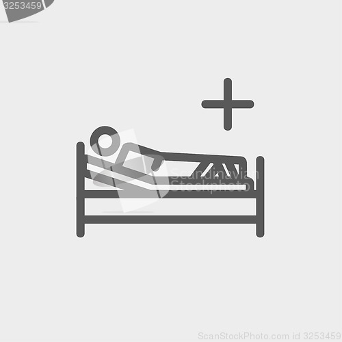 Image of Patient is lying on medical bed thin line icon