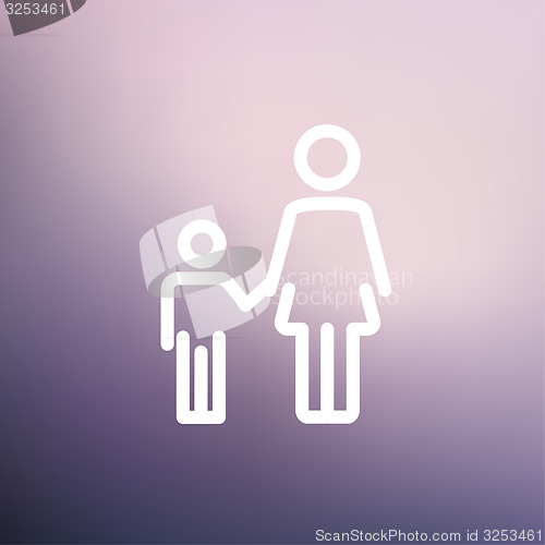 Image of Mother and child thin line icon