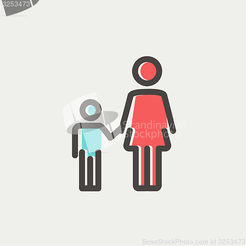 Image of Mother and child thin line icon