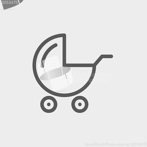 Image of Baby stroller thin line icon