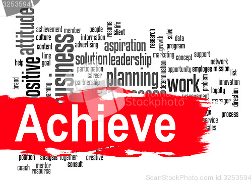 Image of Achieve word cloud with red banner