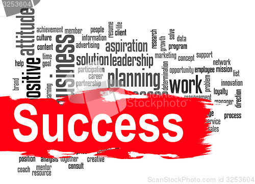 Image of Success word cloud with red banner