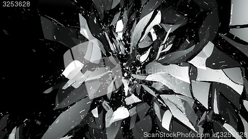 Image of Shattered glass on black with motion blur