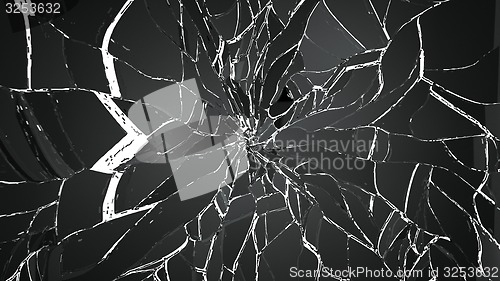 Image of Pieces of splitted or cracked glass isolated on white