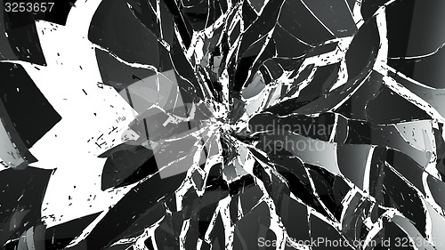 Image of Pieces of splitted or cracked glass isolated on white
