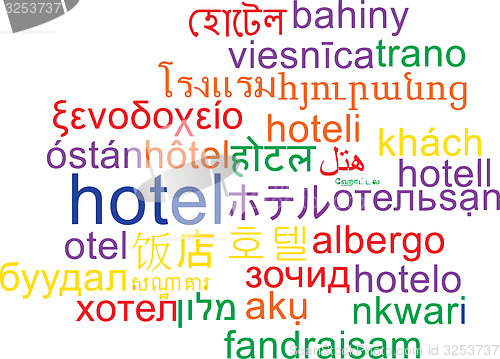 Image of Hotel multilanguage wordcloud background concept