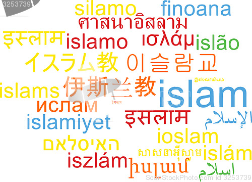 Image of Islam multilanguage wordcloud background concept
