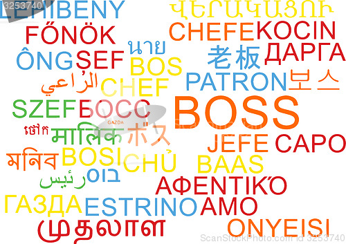 Image of Boss multilanguage wordcloud background concept