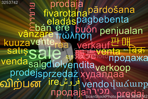 Image of Sale multilanguage wordcloud background concept glowing
