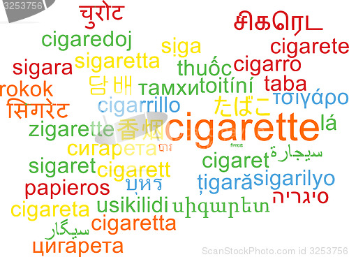 Image of Cigarette multilanguage wordcloud background concept