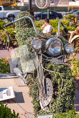 Image of LAS VEGAS -  MAY 14: Harley Davidson cafe on may 14, 2008 in Las Vegas. Over 15 custom motorcycles are on display throughout the Cafe, including bikes from Billy Joel, Elvis and Ann-Margaret.