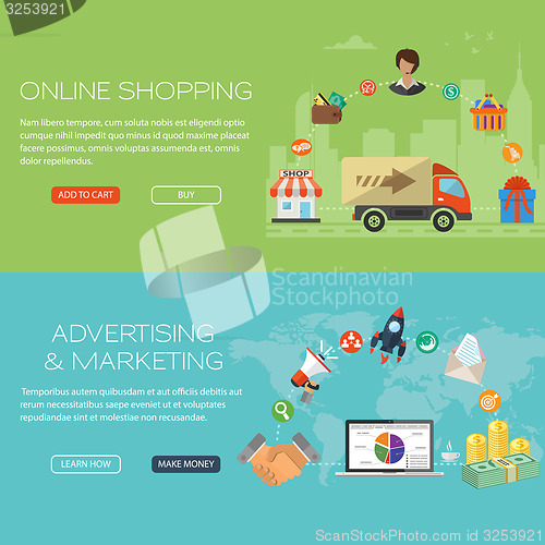 Image of Online Shopping and Marketing Banners