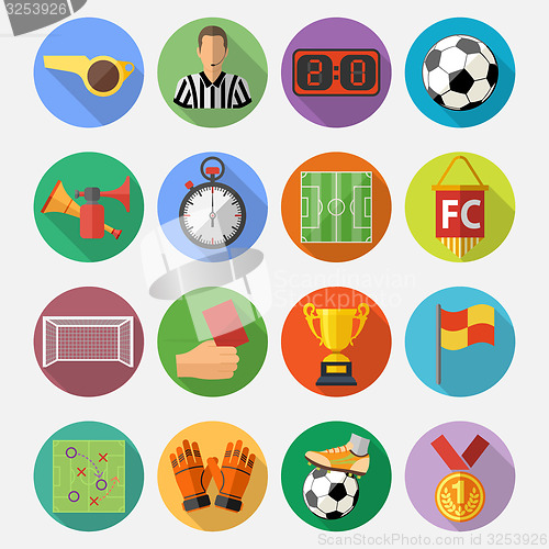 Image of Soccer Flat Icon Set