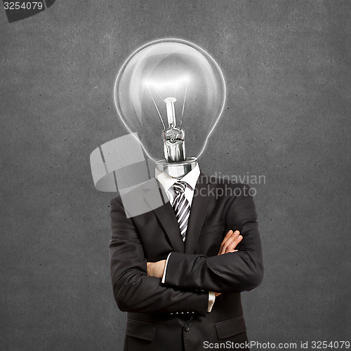 Image of Lamp Head Man In Suit With Crossed Hands