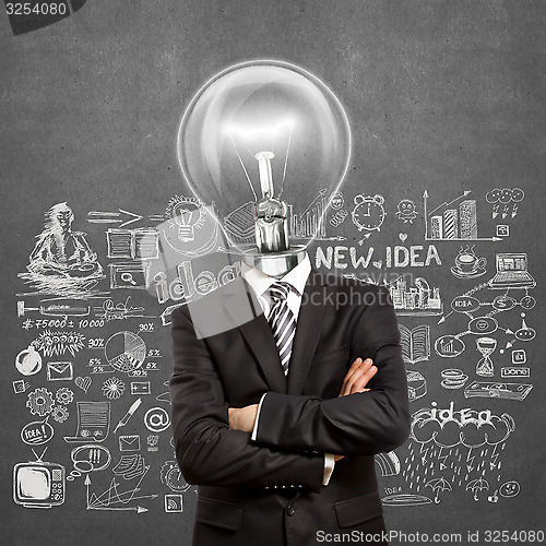 Image of Lamp Head Man In Suit With Crossed Hands