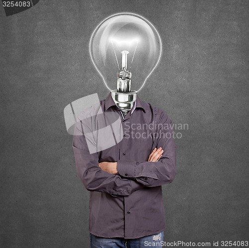 Image of Lamp Head Man With Folded Hands