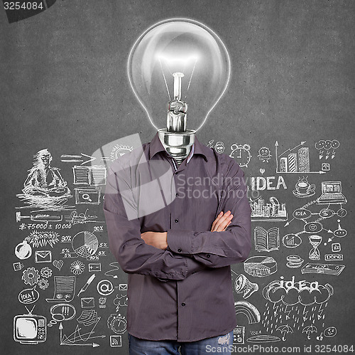 Image of Lamp Head Man With Folded Hands