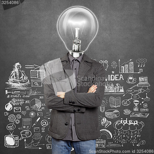 Image of Lamp Head Man With Folded Hands