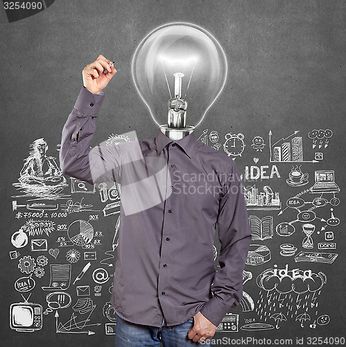 Image of Lamp Head Man Writing Something