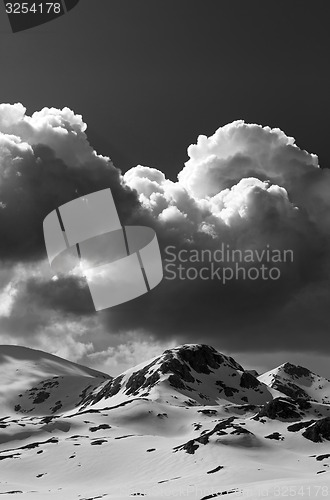 Image of Black and white snow mountains