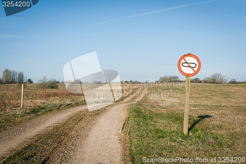 Image of Restricted area sign with a tank