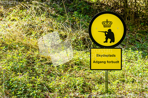 Image of Shooting range sign in Denmark