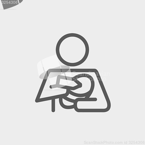 Image of Mother and baby breastfeeding thin line icon