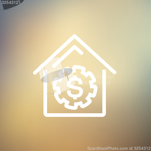 Image of House online payment thin line icon