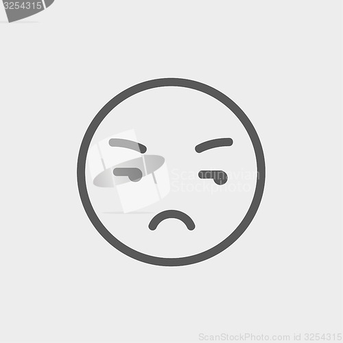 Image of Unhappy face thin line icon