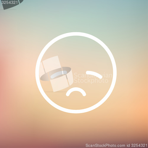 Image of Sad face thin line icon