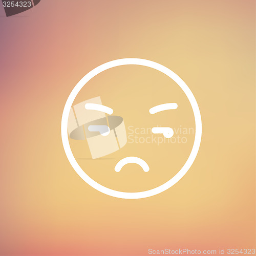 Image of Unhappy face thin line icon
