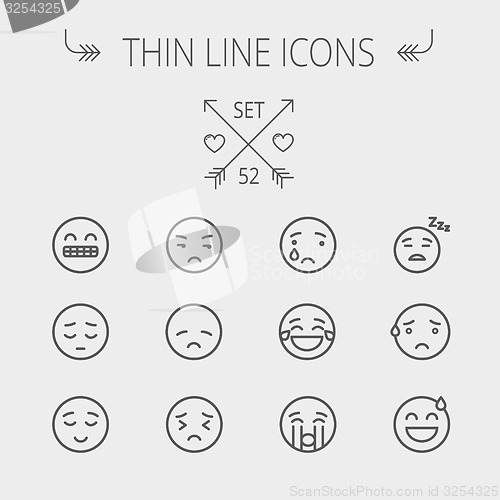 Image of Emoji thin line icon set