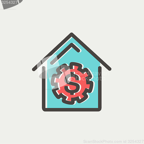 Image of House online payment thin line icon