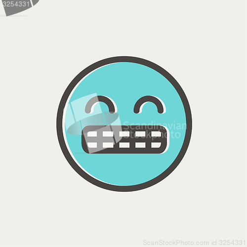 Image of Big tooth smile thin line icon