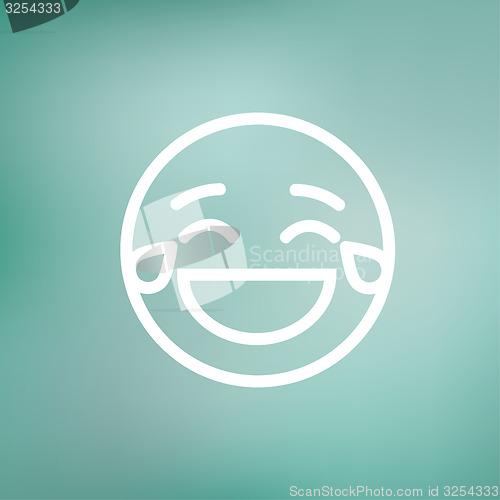 Image of Laughing emoticon with tears of joy thin line icon