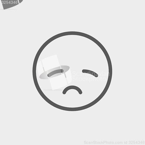 Image of Sad face thin line icon