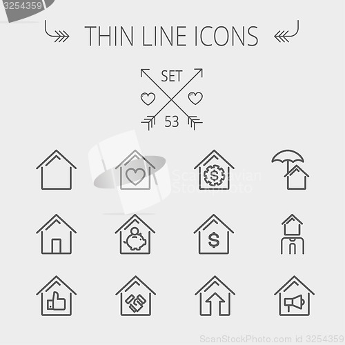 Image of Real Estate thin line icon set